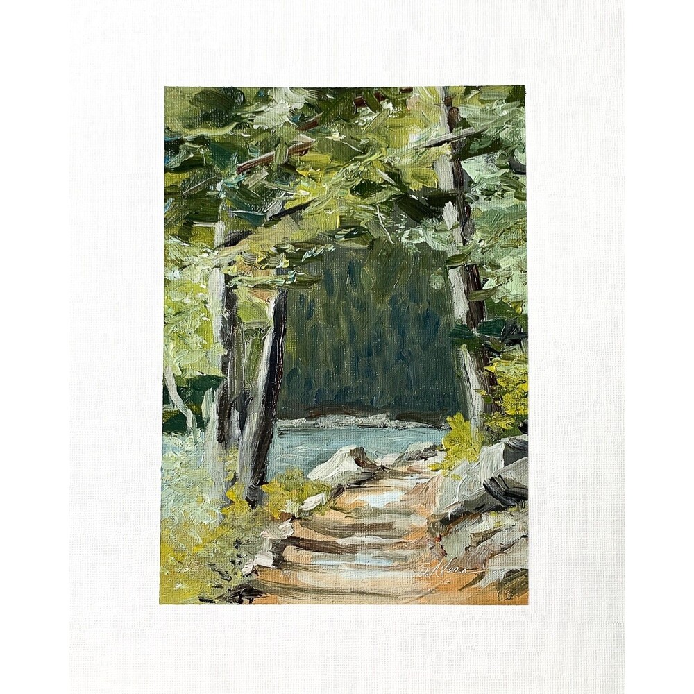 8x10 Maine Original Oil Painting Acadia Landscape Jordan Pond New England Signed